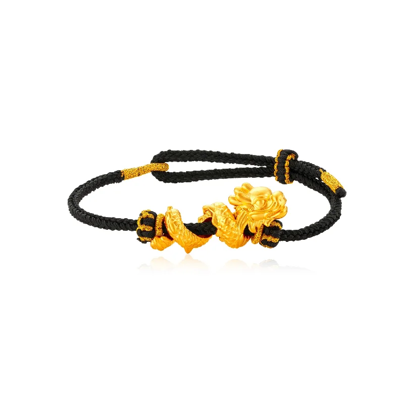 999 Gold Guardian Dragon Rope Bracelet