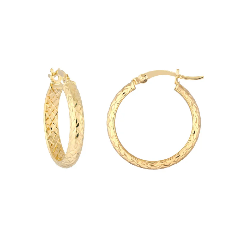 14k Gold Diamond-Cut Hoop Earrings