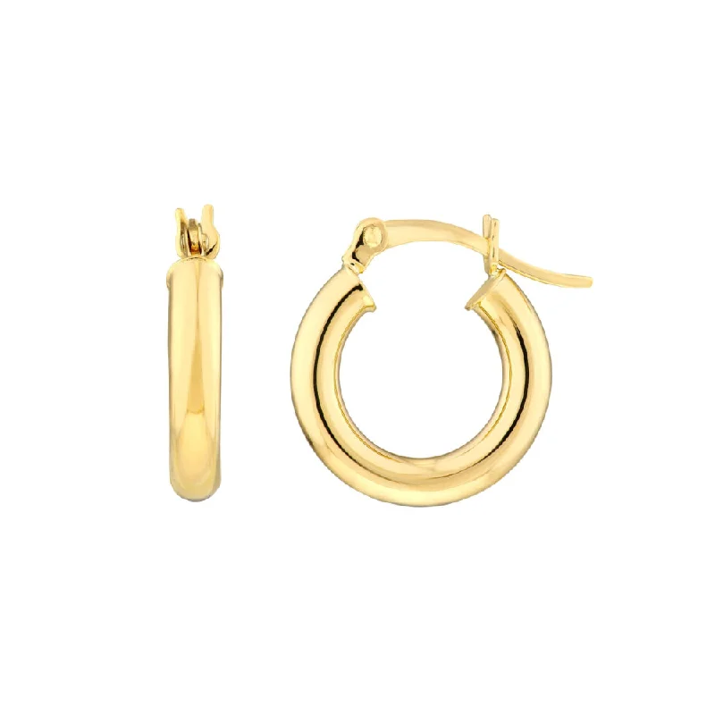 14k Gold Round Tube Hoop Earrings