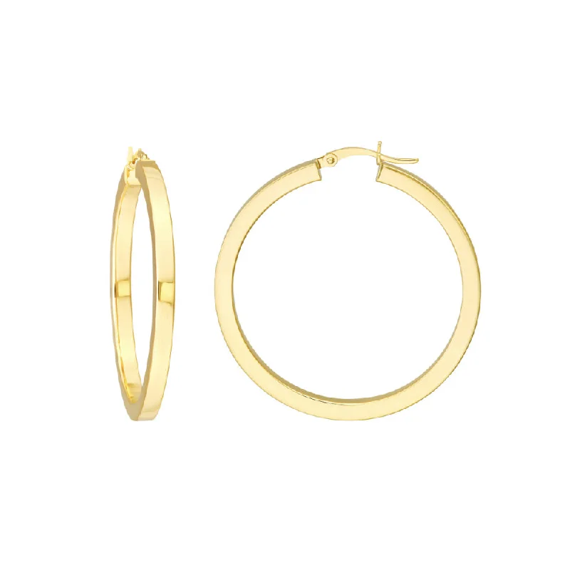 14k Gold Square Tube Hoop Earrings