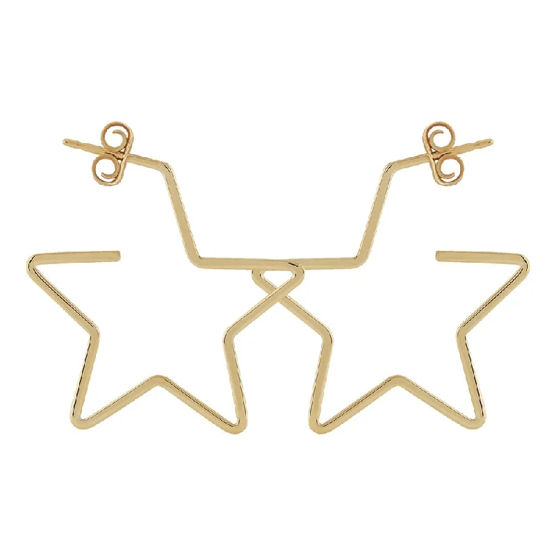 14k Gold Star Hoop Earrings