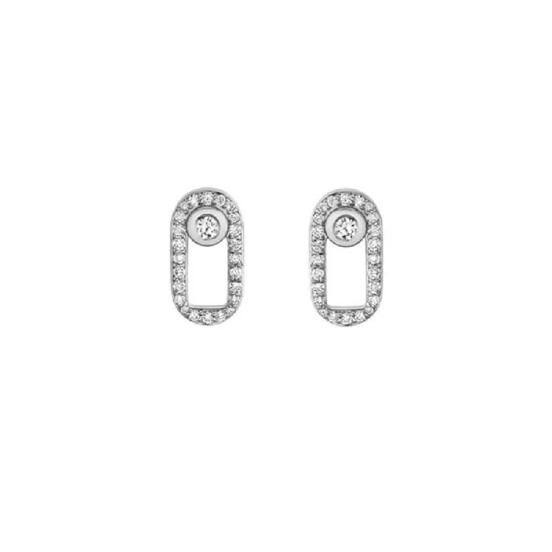 14K White Gold Diamond Pave Stud Earrings