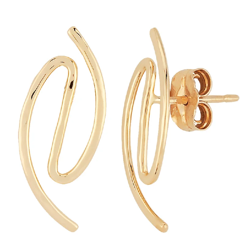 14k Yellow Gold Squiggle Stud Earrings