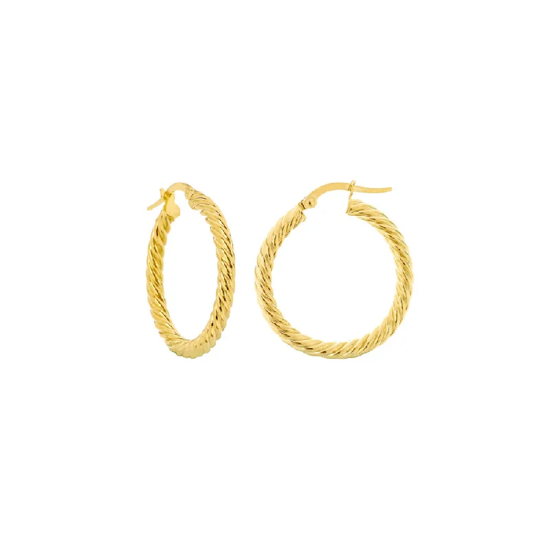 14k Yellow Gold Twisted Hoop Earrings