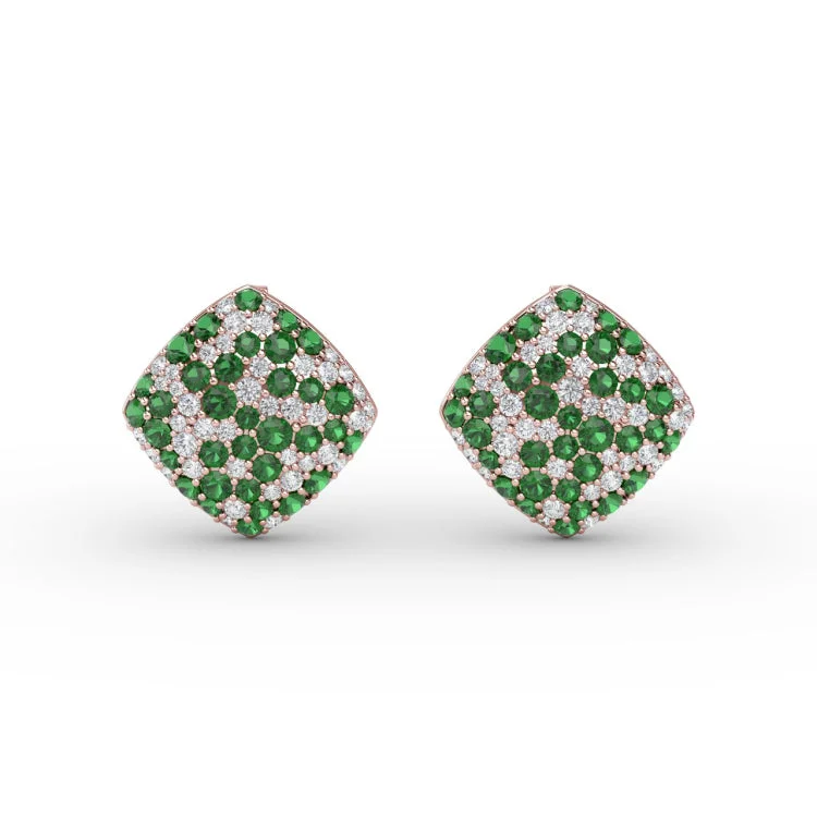 Large PavÃ© Emerald and Diamond Studs