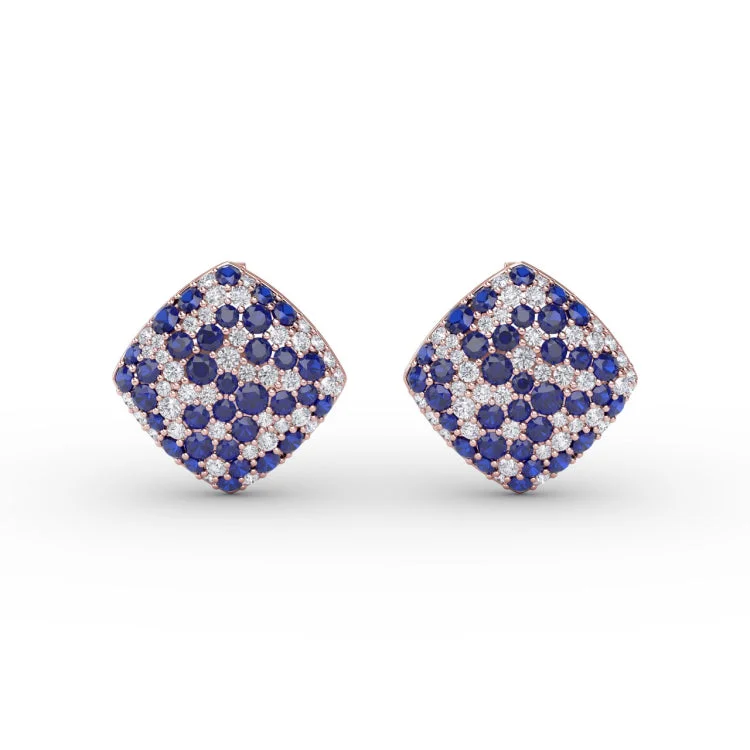 Large PavÃ© Sapphire and Diamond Studs