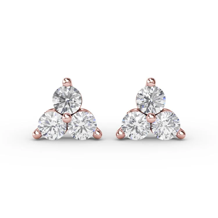 Diamond Cluster Triangle Stud Earrings