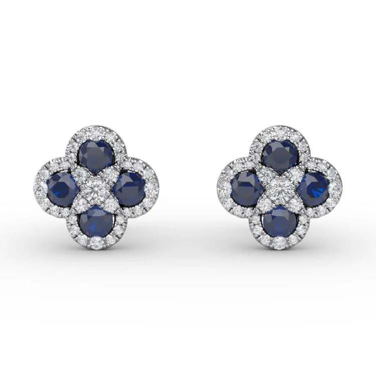 Endless Bliss Sapphire and Diamond Cluster Studs