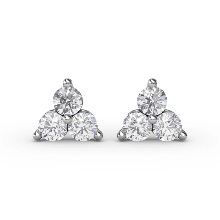 Diamond Cluster Triangle Stud Earrings