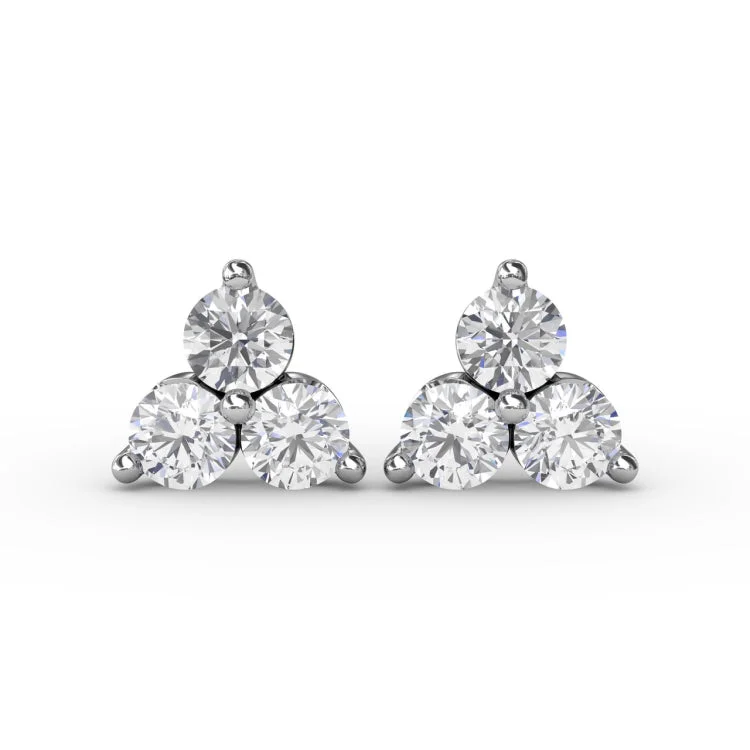 Diamond Cluster Triangle Stud Earrings