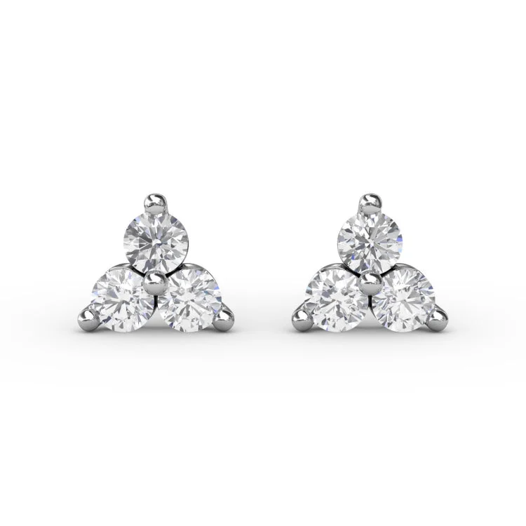 Diamond Cluster Triangle Stud Earrings