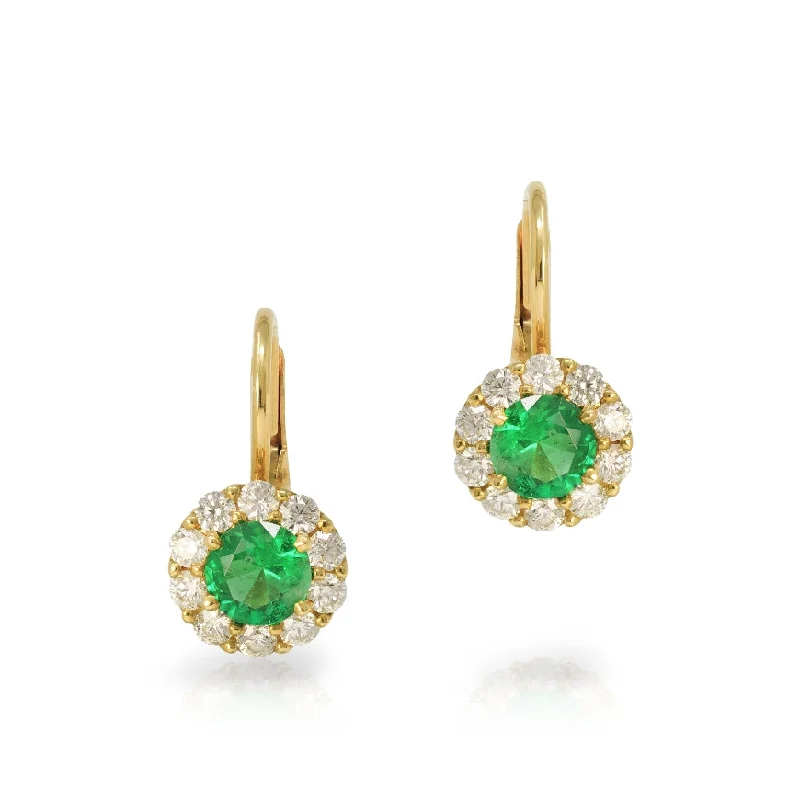 Emerald and Diamond Drop Earrings