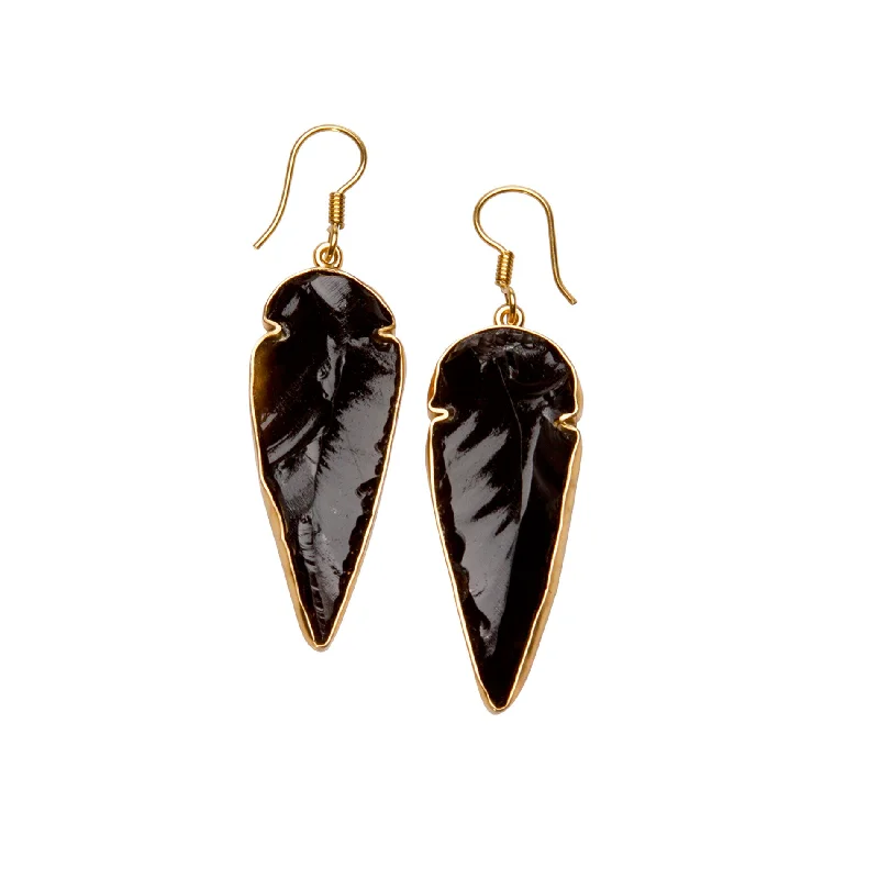 Alchemia Obsidian Arrowhead Drop Earrings