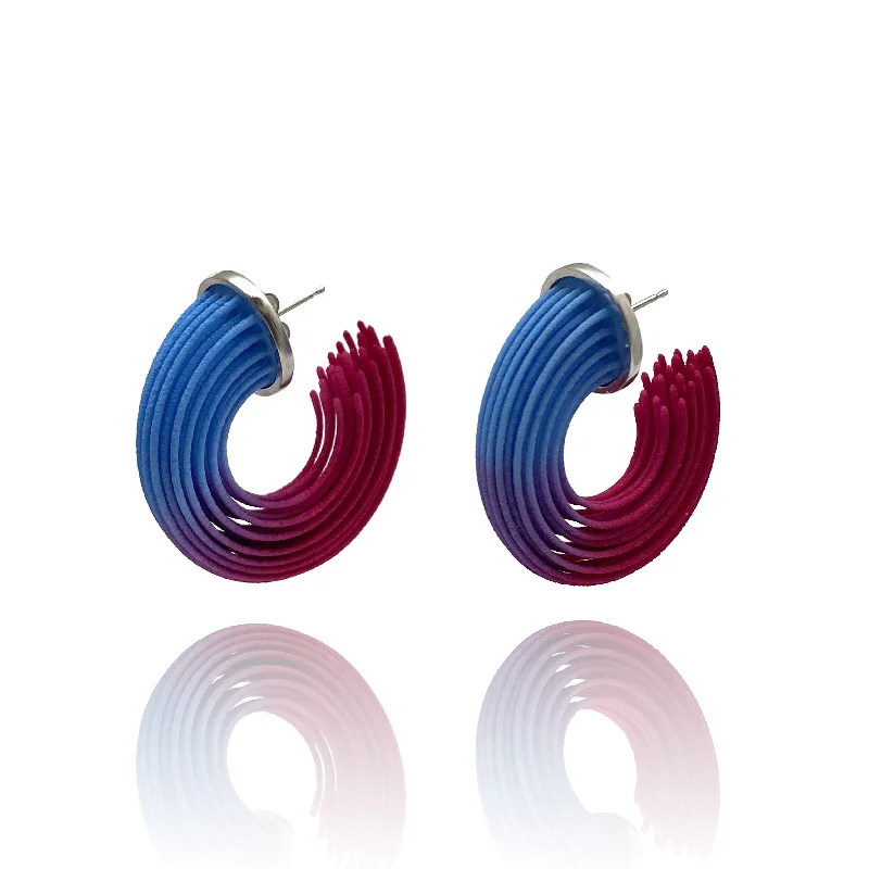 Blue and Pink Small Gradient Hoop Earrings