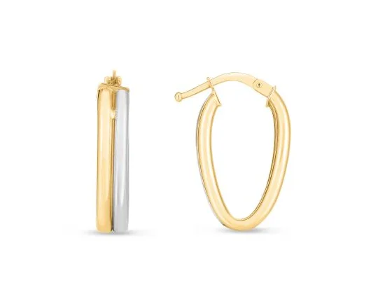 Bremer Jewelry Medium Hoop Earrings in 14K White/Yellow Gold