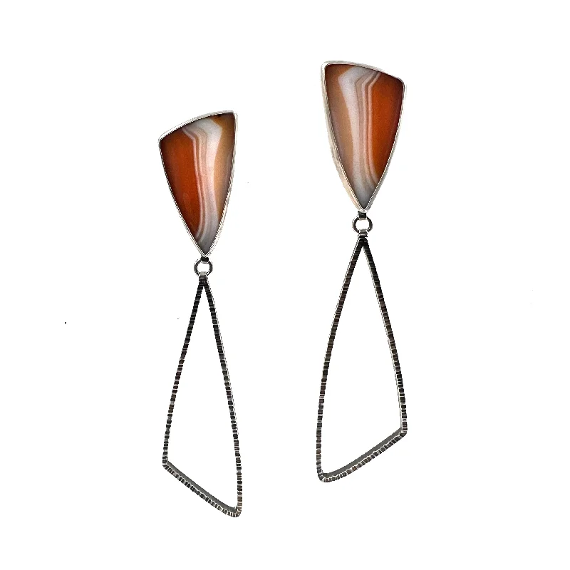 Carnelian & Polygon Drop Earrings