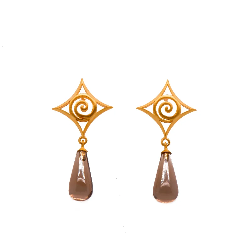 Gratitude Cabochon Drop Post Earrings 24K Gold Vermeil