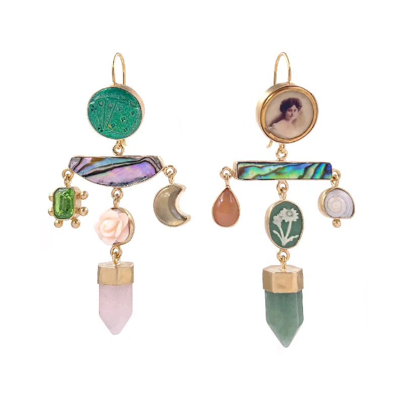 Green and Pink Balance Drop Earrings