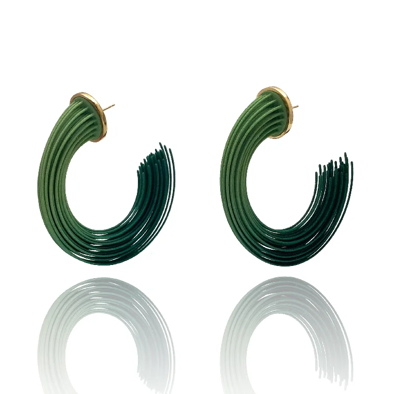 Green Gradient and Gold Vermeil Large Hoop Earrings