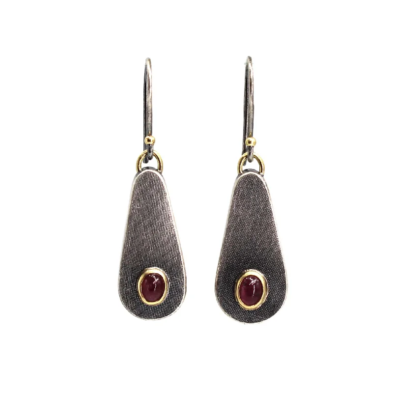 Hollow Teardrop Ruby Earrings