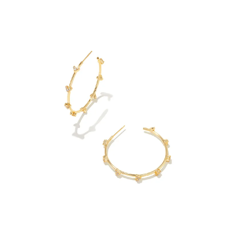 Kendra Scott Haven Heart Hoop Earrings in White Crystal