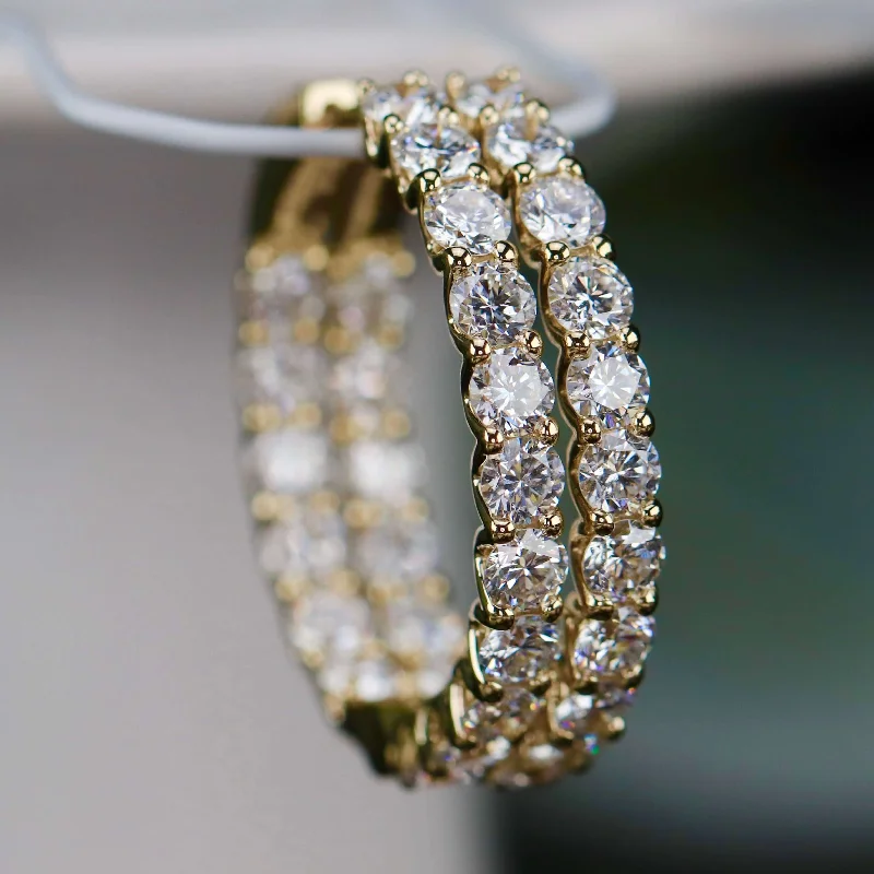 Lab Grown 5.67ctw diamond hoops in 14k yellow gold