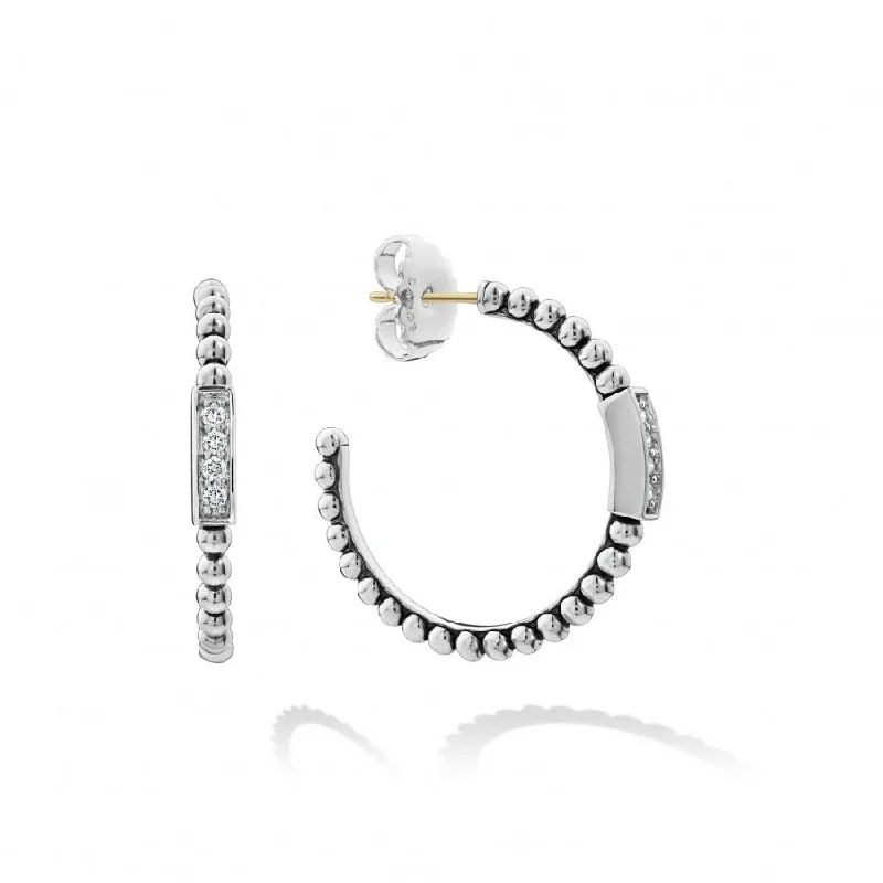 Lagos Caviar Spark Diamond Hoop Earrings