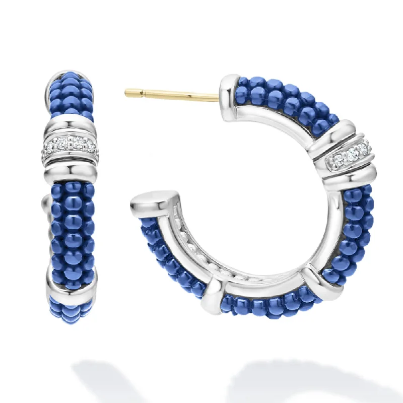 Lagos Ceramic & Diamond Hoop Earrings