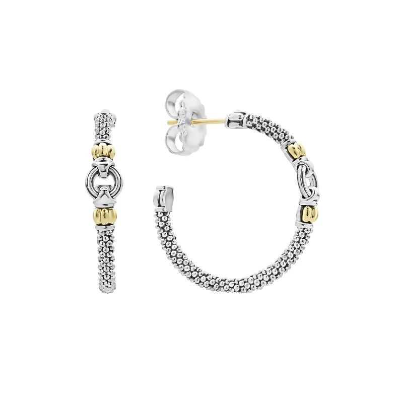 Lagos Signature Caviar Two-Tone Hoop Earrings