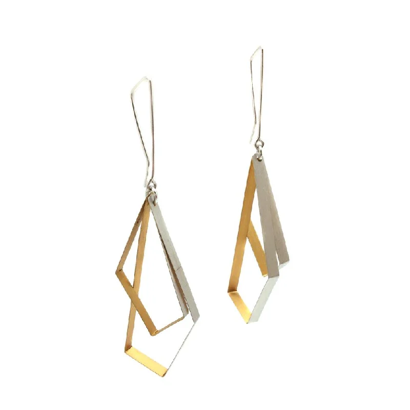 Gold and Silver Angular Drop Earrings