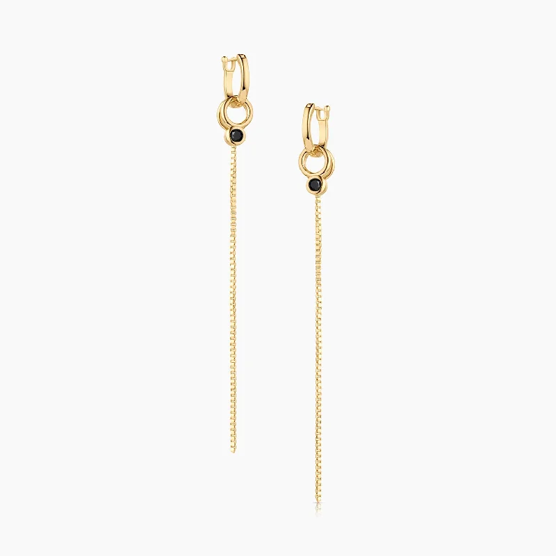 Lilou Black Drop Hoop Earrings