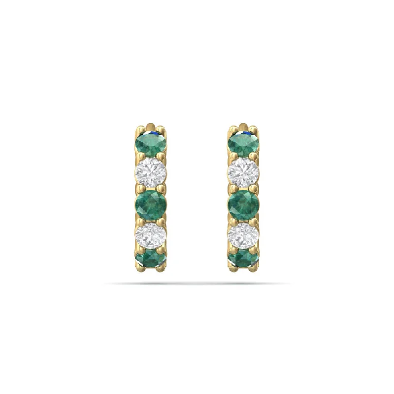 Martin Flyer 14k Diamond & Emerald Hoop Earrings