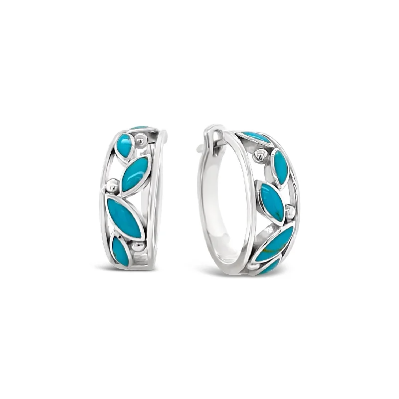 Silver & Turquoise Inlay Hoop Earrings