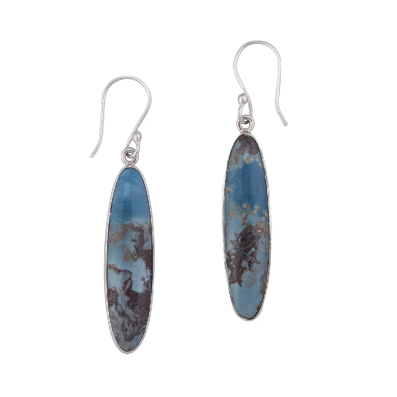 Sterling Silver Aztec Lapis Drop Earrings