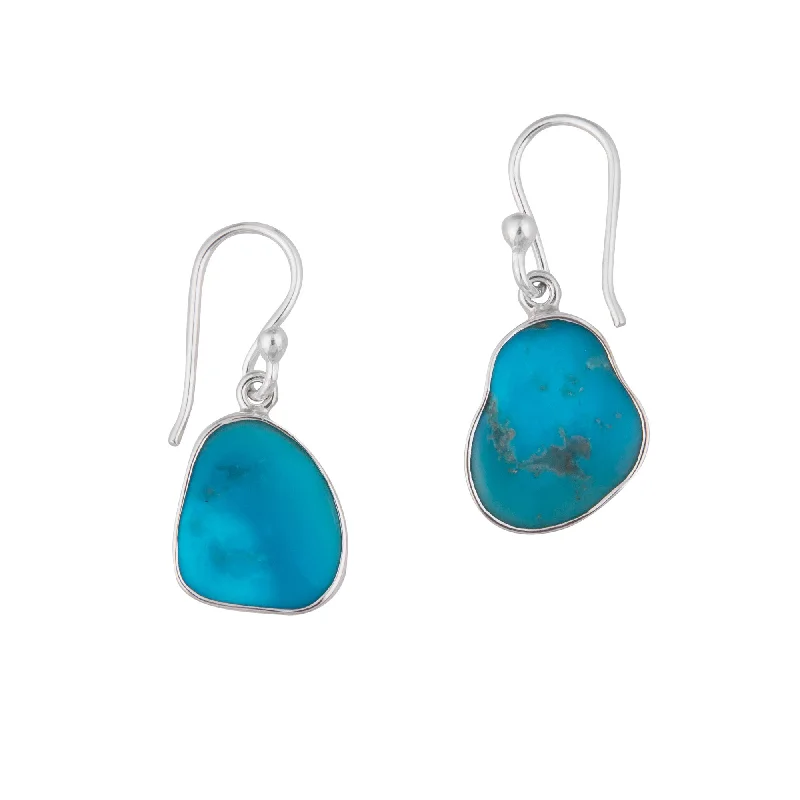 Sterling Silver Sleeping Beauty Turquoise Drop Earrings