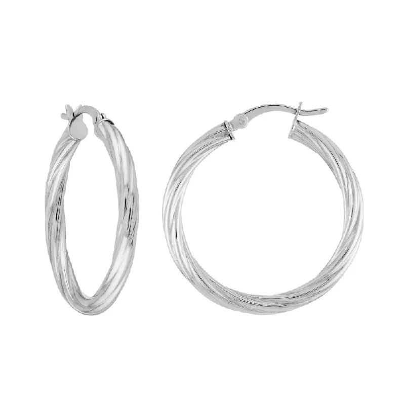 Sterling Silver Twist Hoop Earrings