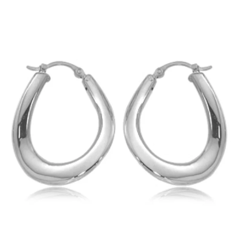 Sterling Silver Wavy Hoop Earrings