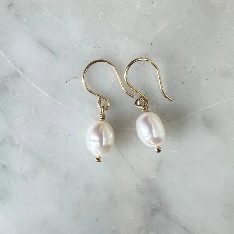 White Pearl Drop Earrings