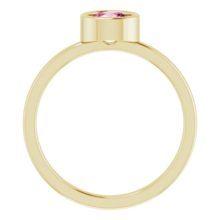 14K Yellow 5.5 mm Natural Pink Tourmaline Ring