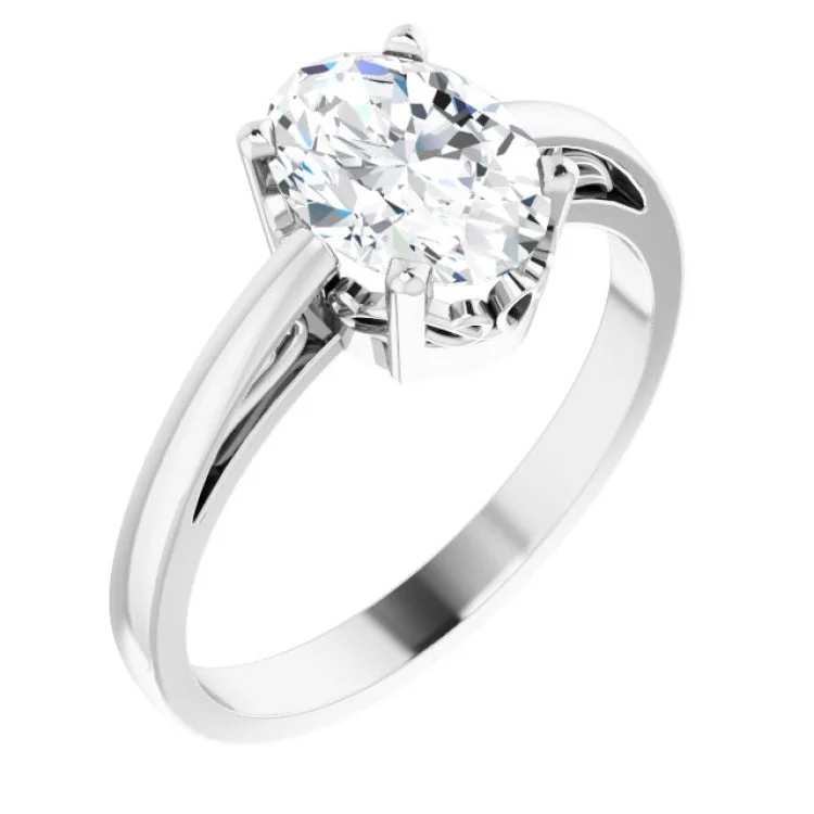 14K White Natural White Sapphire Solitaire Ring