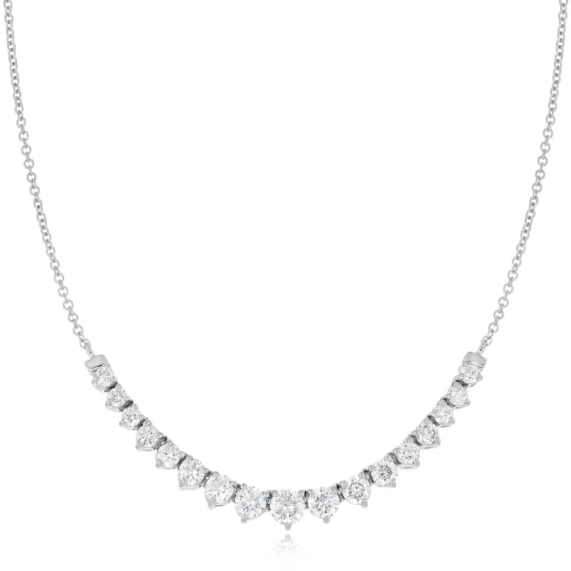 1.00 Carat White Gold Diamond Graduated Station Necklace