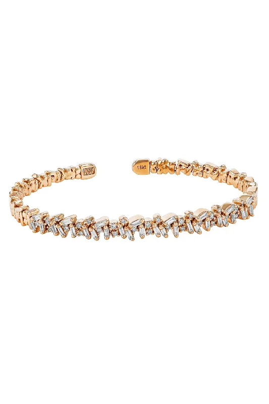 Baguette Diamond Bangle - Rose Gold