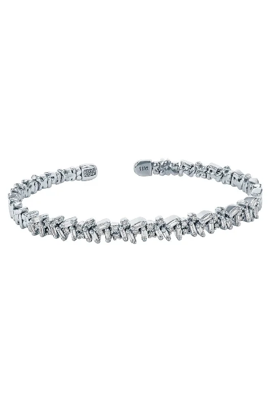 Baguette Diamond Bangle - White Gold