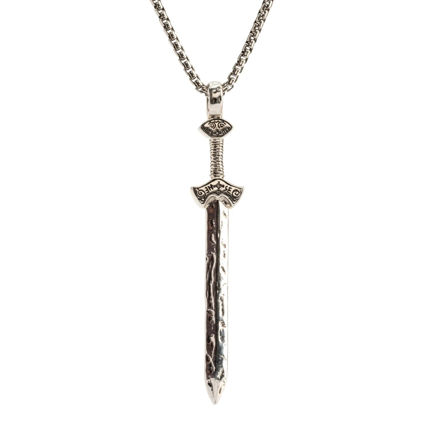 Keith Jack Sterling Silver Oxidized Large Viking Sword Pendant (Strength and Power)