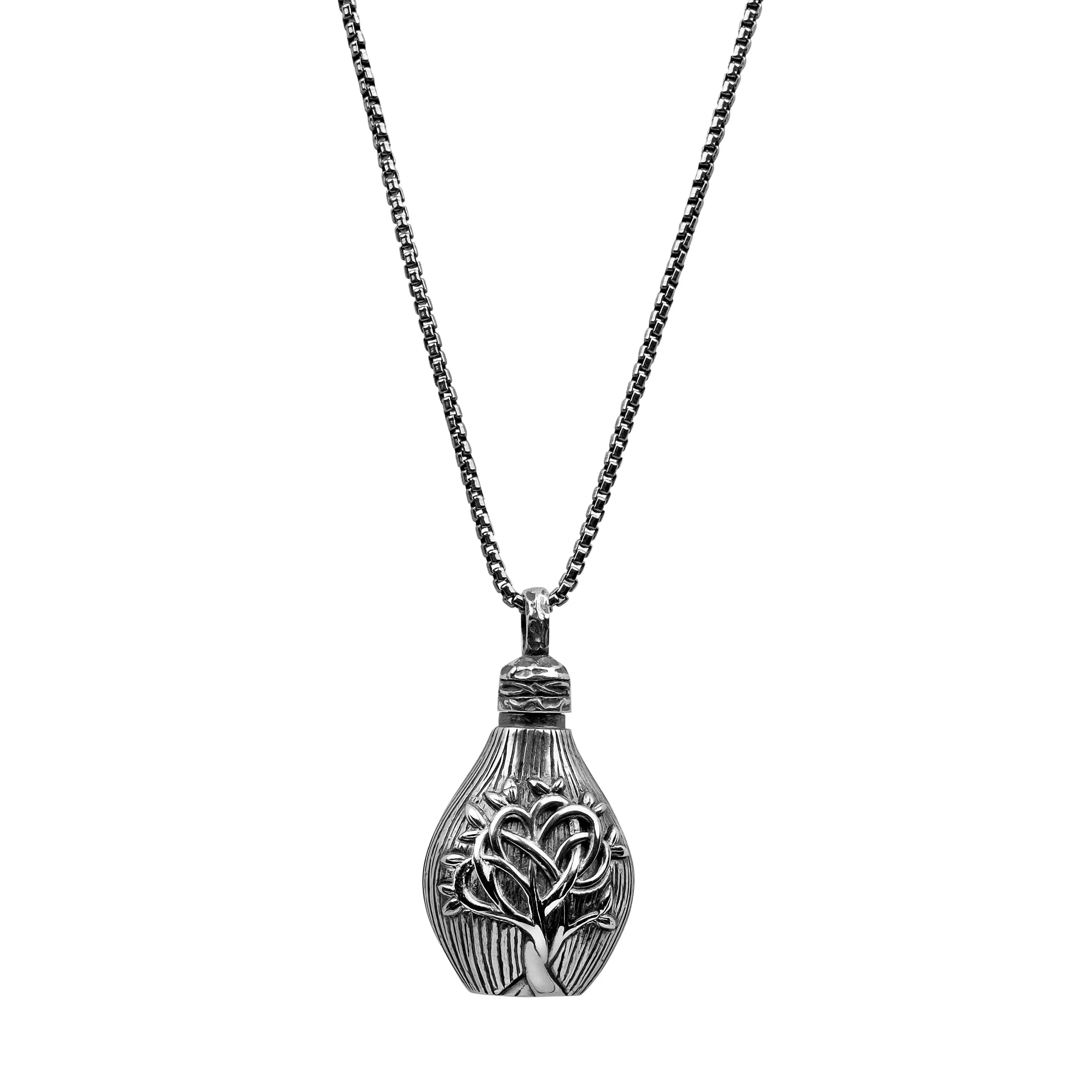 Keith Jack Sterling Silver Oxidized Tree of Life Textured Keepsake Vial