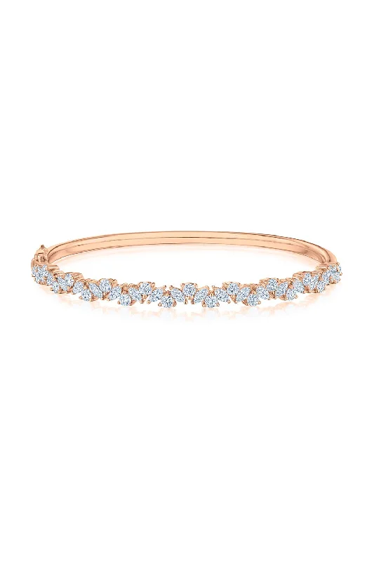 Mixed Diamond Bangle - Rose Gold