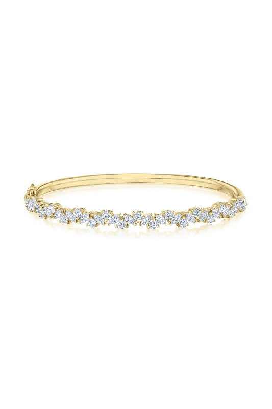 Mixed Diamond Bangle - Yellow Gold