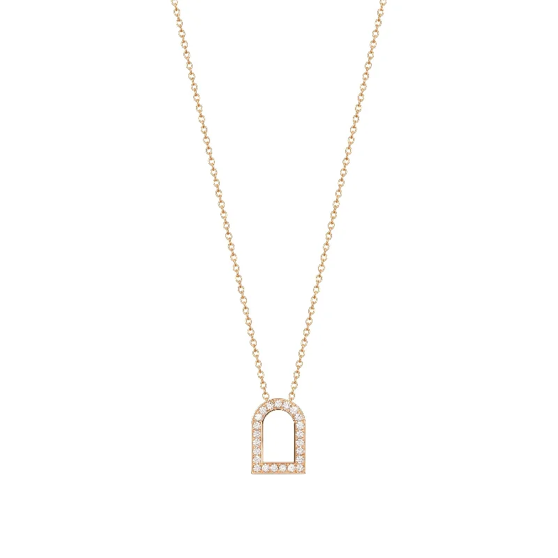 L'Arc Voyage Charm GM, 18k Rose Gold with Galerie Diamonds on Chain Necklace