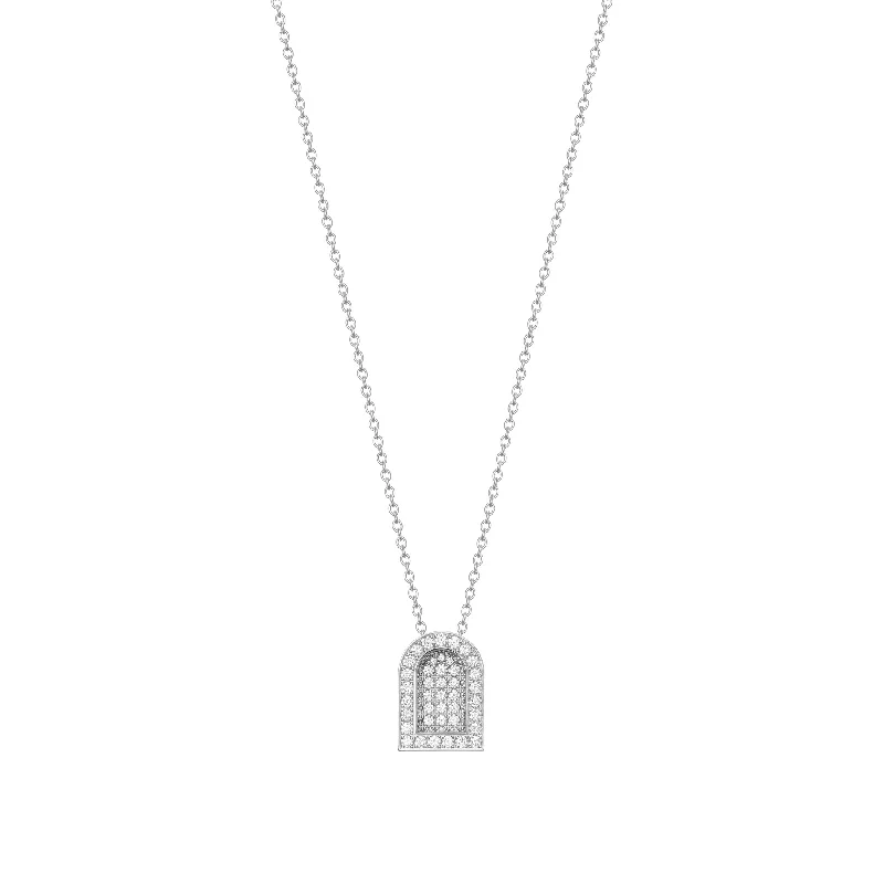 L'Arc Voyage Charm GM, 18k White Gold with Colisée Diamonds on Chain Necklace