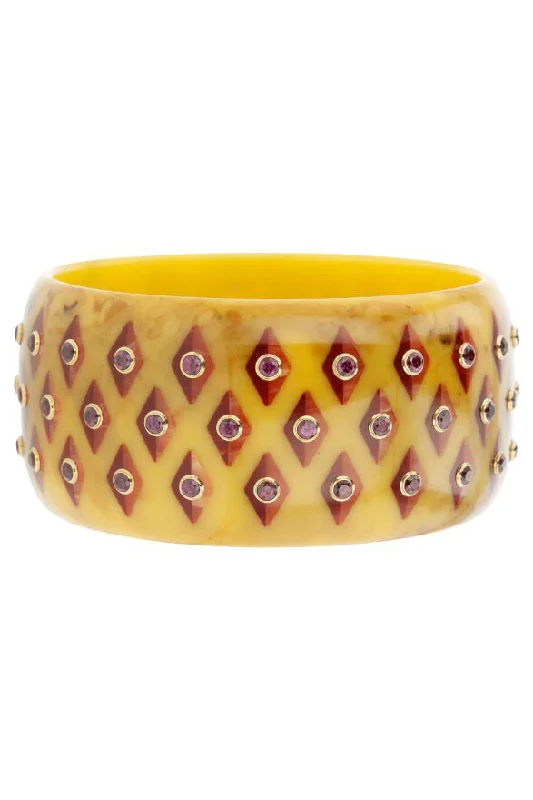 Garnet Yellow Bakelite Bangle